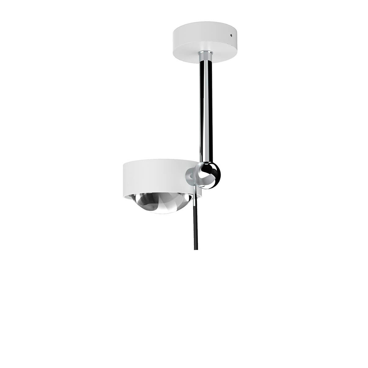 Top Light Puk Mini Side Single Ceiling LED Deckenleuchte, 10 cm, Gehäuse, weiß matt / Chrom, mit Linse klar / Glas satiniert (nicht inbegriffen)