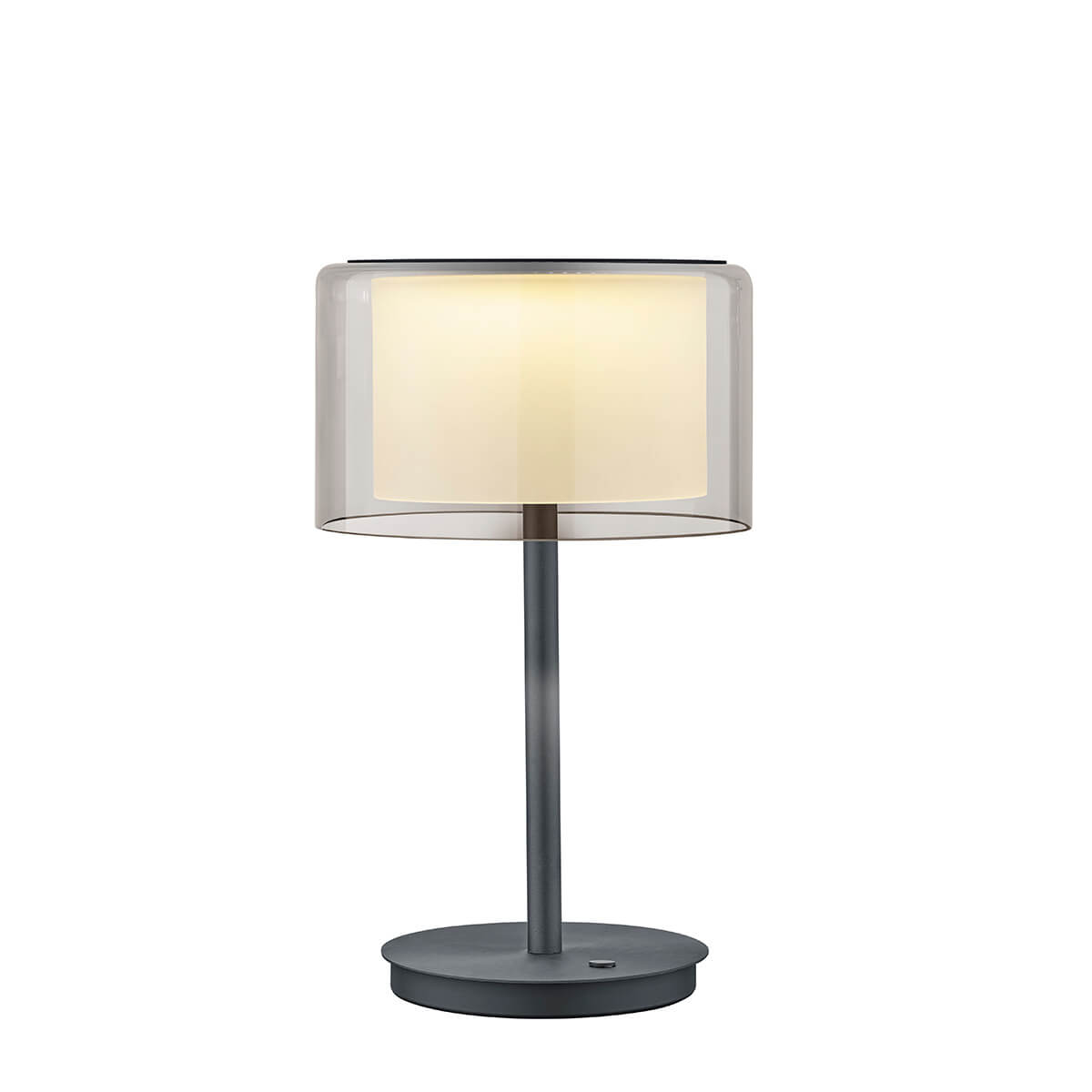 Bankamp Grand LED Tischleuchte, anthrazit matt eloxiert, Schirm: Kristallglas rauch  Grand LED Tischleuchte, Rückläufer
