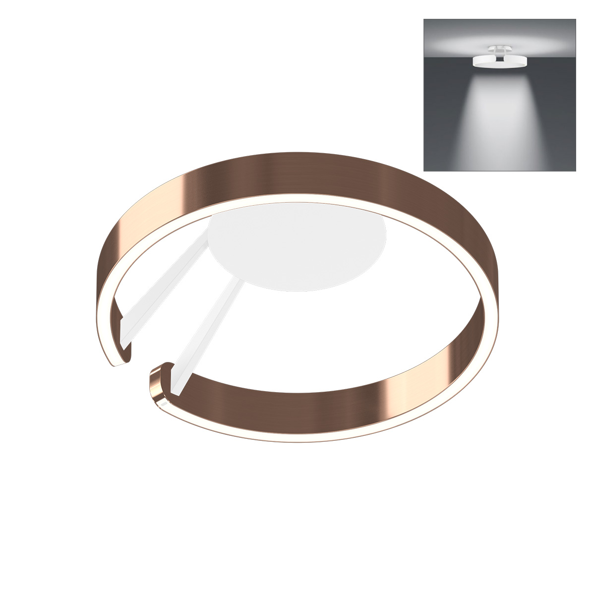 Occhio Mito aura 40 narrow LED Deckenleuchte, Base: weiß matt, Roségold