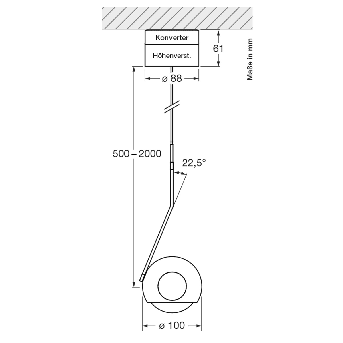 Occhio io 3d sospeso var up C LED Pendelleuchte, 3000 K, variabel, Maßzeichnung