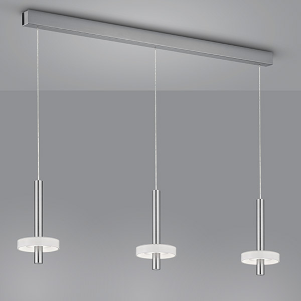 Helestra Kea LED Pendelleuchte, 3-flg., Nickel matt / Opalglas