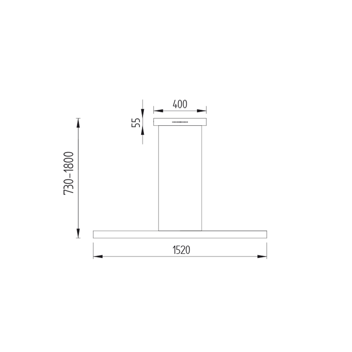 Knapstein Runa-152 LED Pendelleuchte, Maßzeichnung