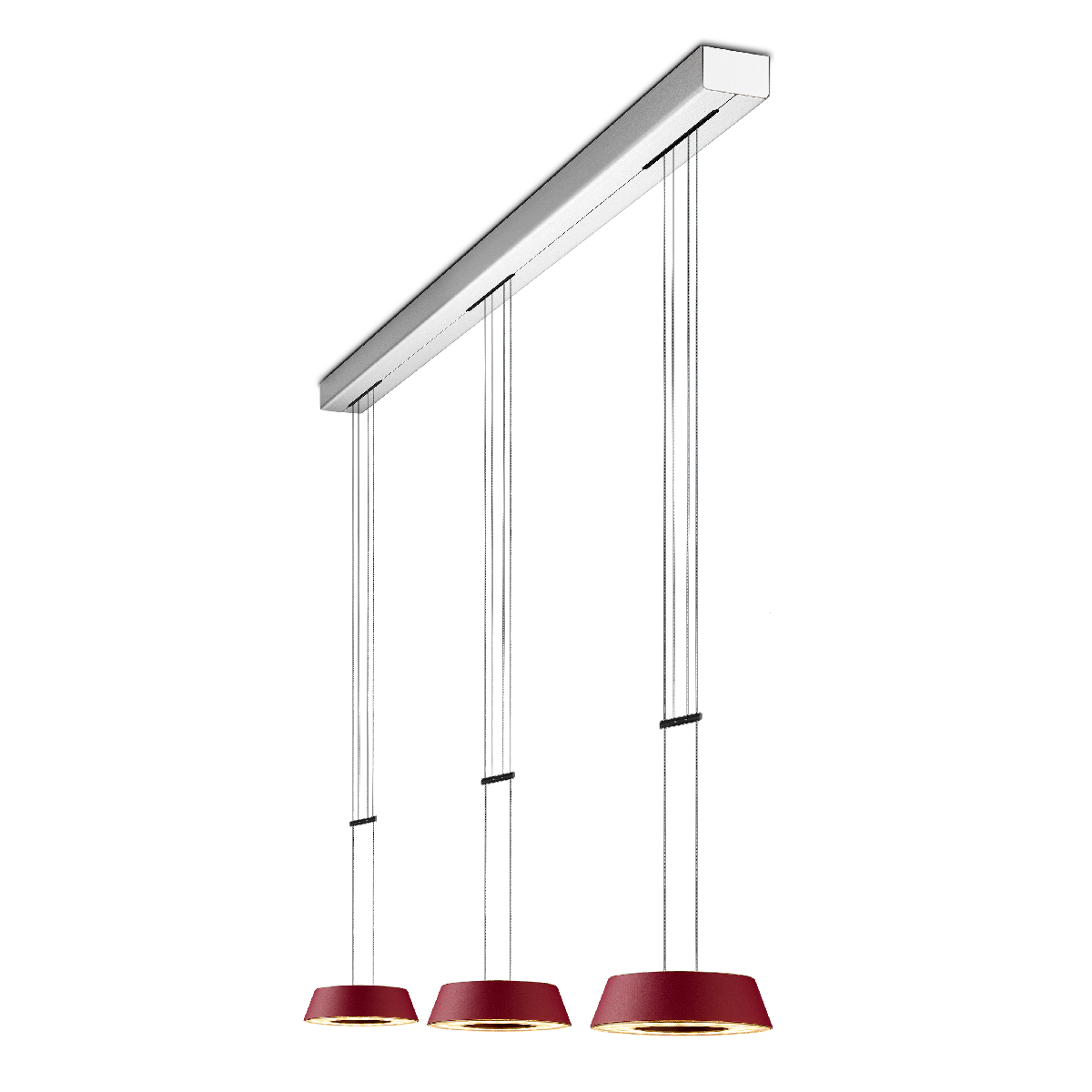 Oligo Glance LED Pendelleuchte, 3-flg., rot matt