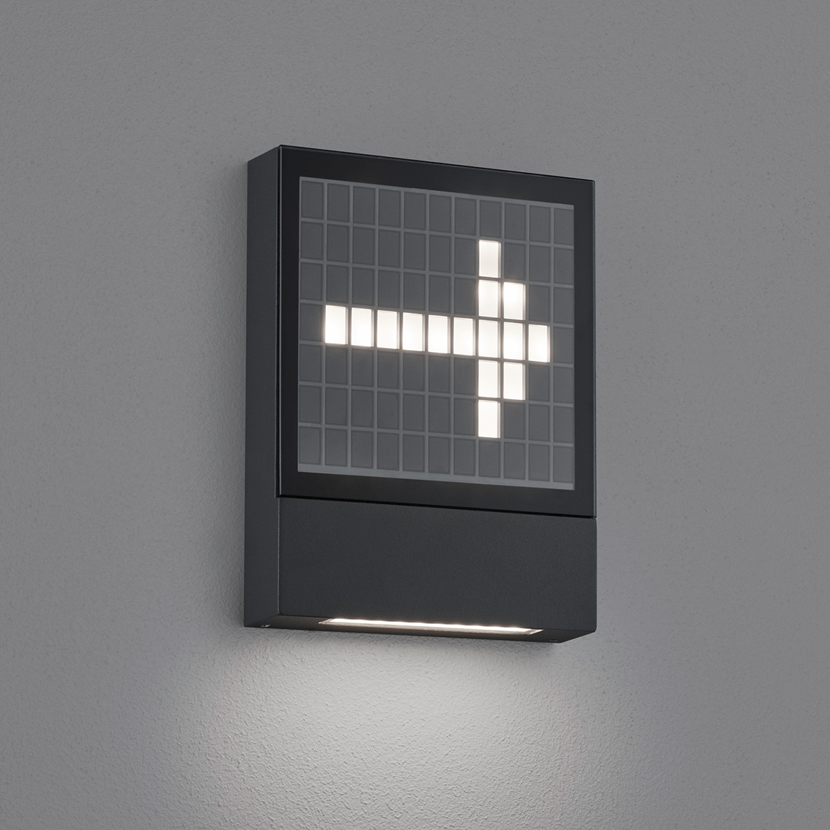 Helestra Dial LED Dial LED Hausnummern- / Außenwandleuchte, graphit, frei gestaltbare Leuchtenfront mit Pfeilsymbol