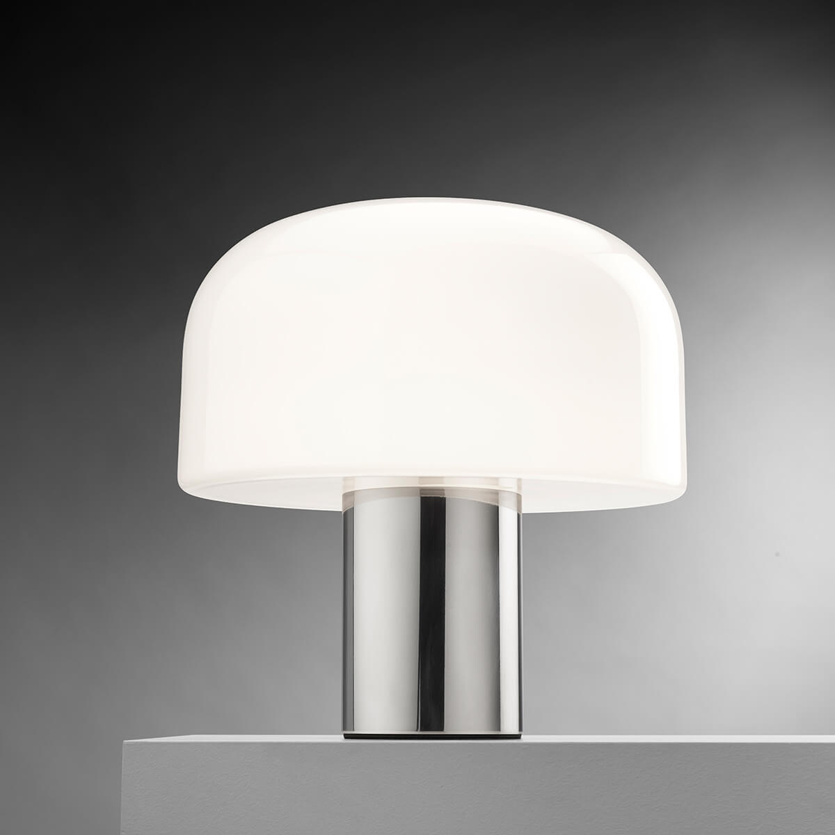 Flos Bellhop Glass T Tischleuchte, Aluminium glänzend