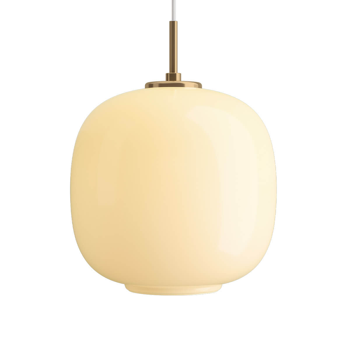 Louis Poulsen VL45 Radiohus Pendelleuchte, Ø: 25 cm, Glas blassgelb (ausgeschaltet)