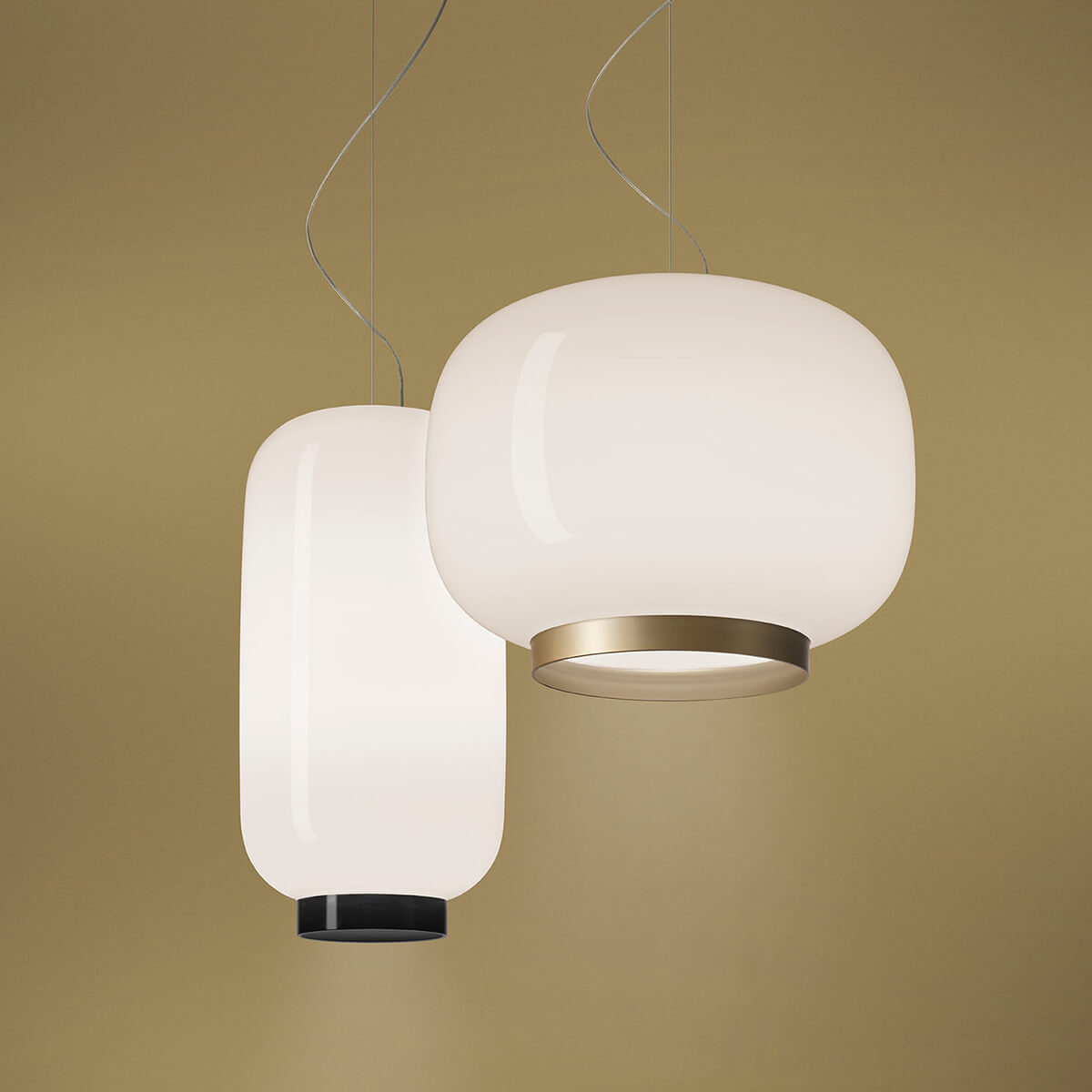Foscarini Chouchin reverse LED Sospensione, 1, weiß/golden, und 2, weiß/schwarz