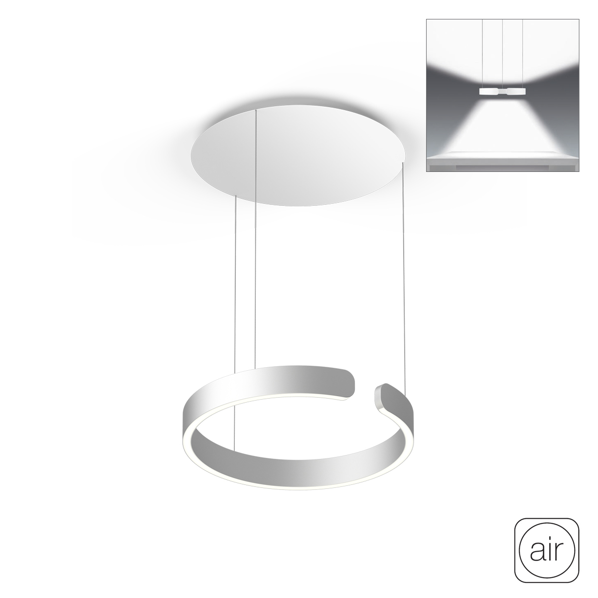 Occhio Mito sospeso 40 var up "air" wide LED Pendelleuchte, variabel, Silber matt