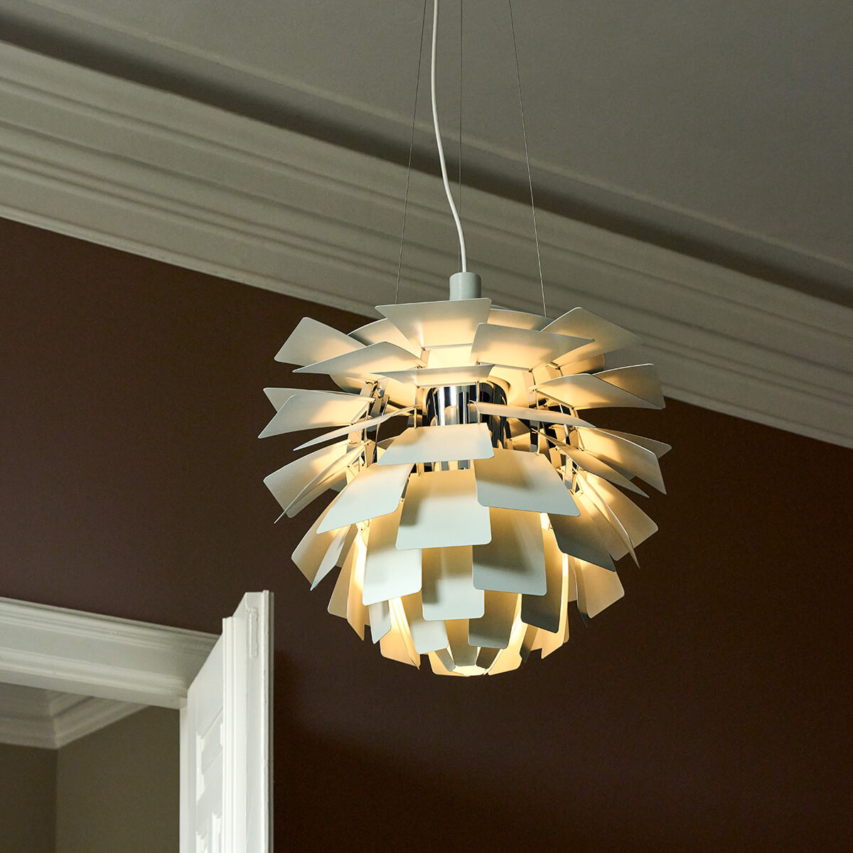 Louis Poulsen PH Artichoke 600 Pendelleuchte, Ø: 60 cm, Dusty green / Chrom