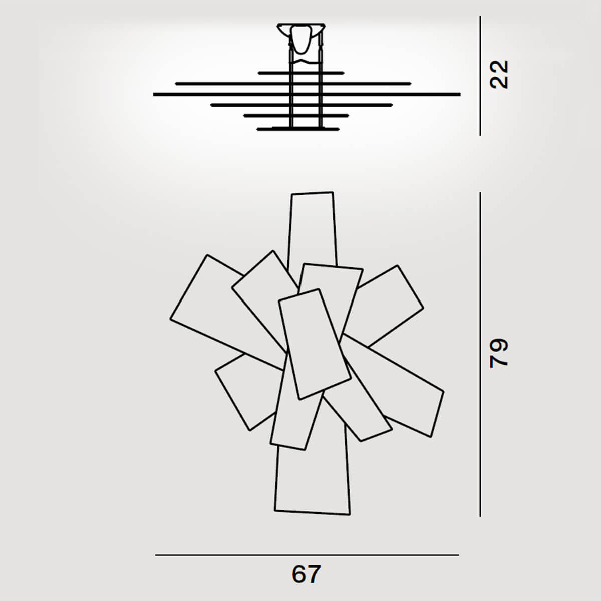 Foscarini Big Bang Parete/Soffitto, Maßzeichnung