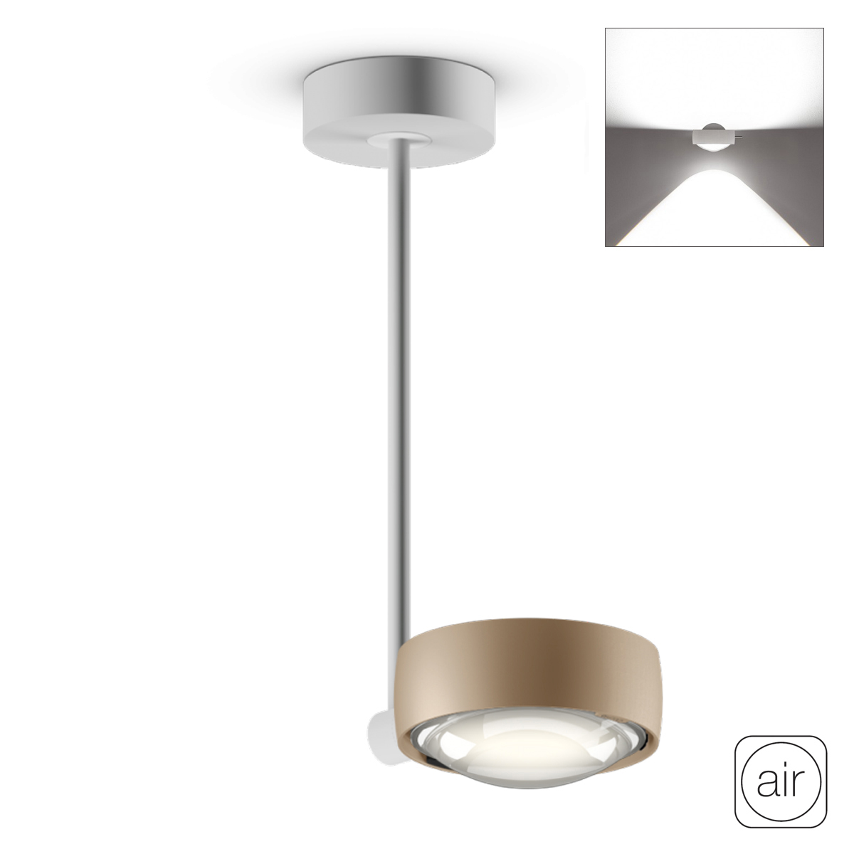 Occhio Sento E faro up "air" LED Deckenleuchte, 2700 K, 30 cm, gold matt / weiß matt