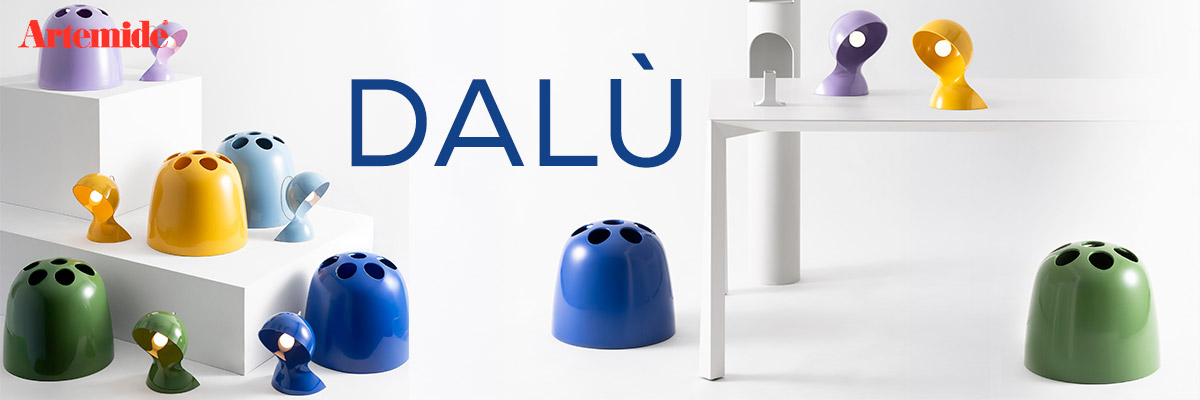 Artemide Dalù Tischleuchten: Farbige Designer-Lampen in einem modernen Interieur