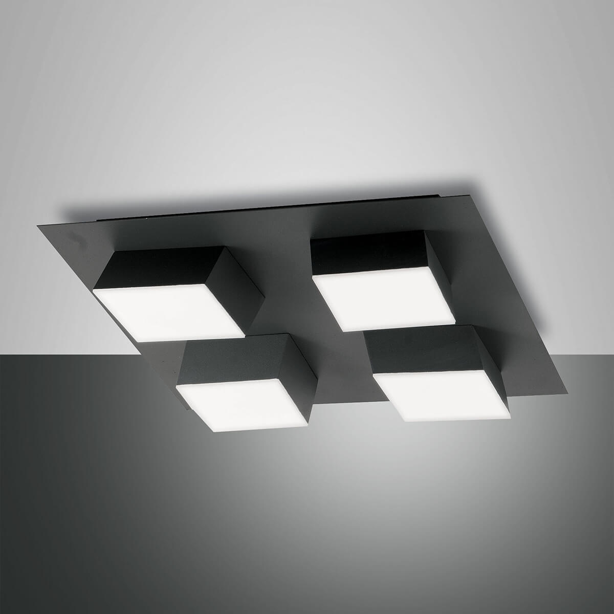 Fabas Luce Lucas LED Deckenleuchte, 4-flg., schwarz