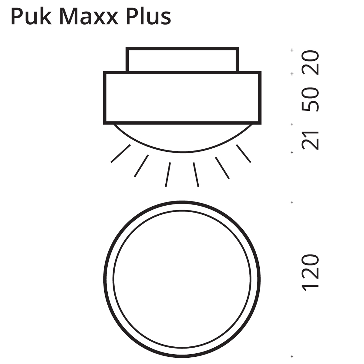 Top Light Puk Maxx Plus Deckenleuchte, Maßzeichnung