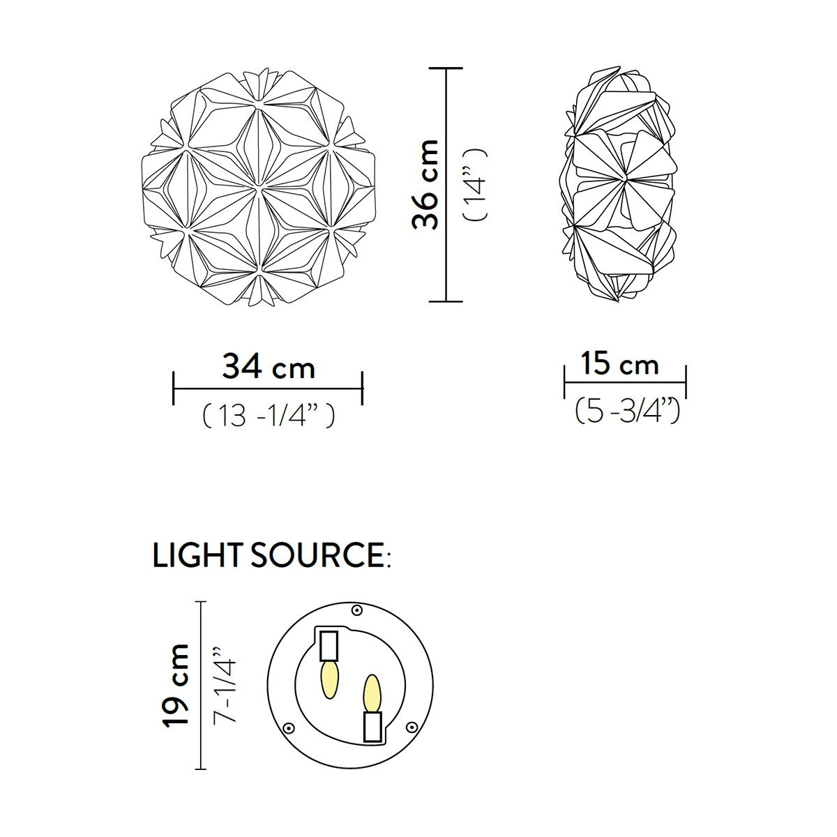 Slamp La Vie Ceiling / Wall Mini, Maßzeichnung
