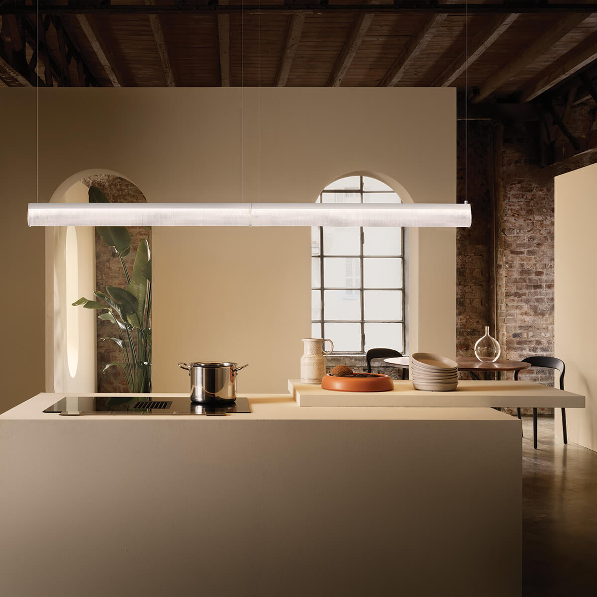 Slamp Modula Double LED Suspension, hellgrau / Crystal