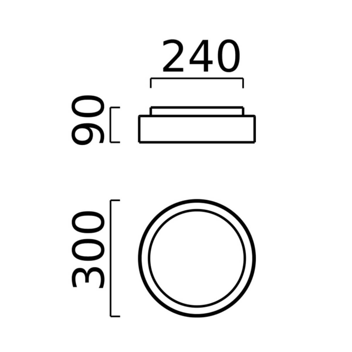 Helestra Olvi LED Deckenleuchte, Ø: 30 cm, Maßzeichnung
