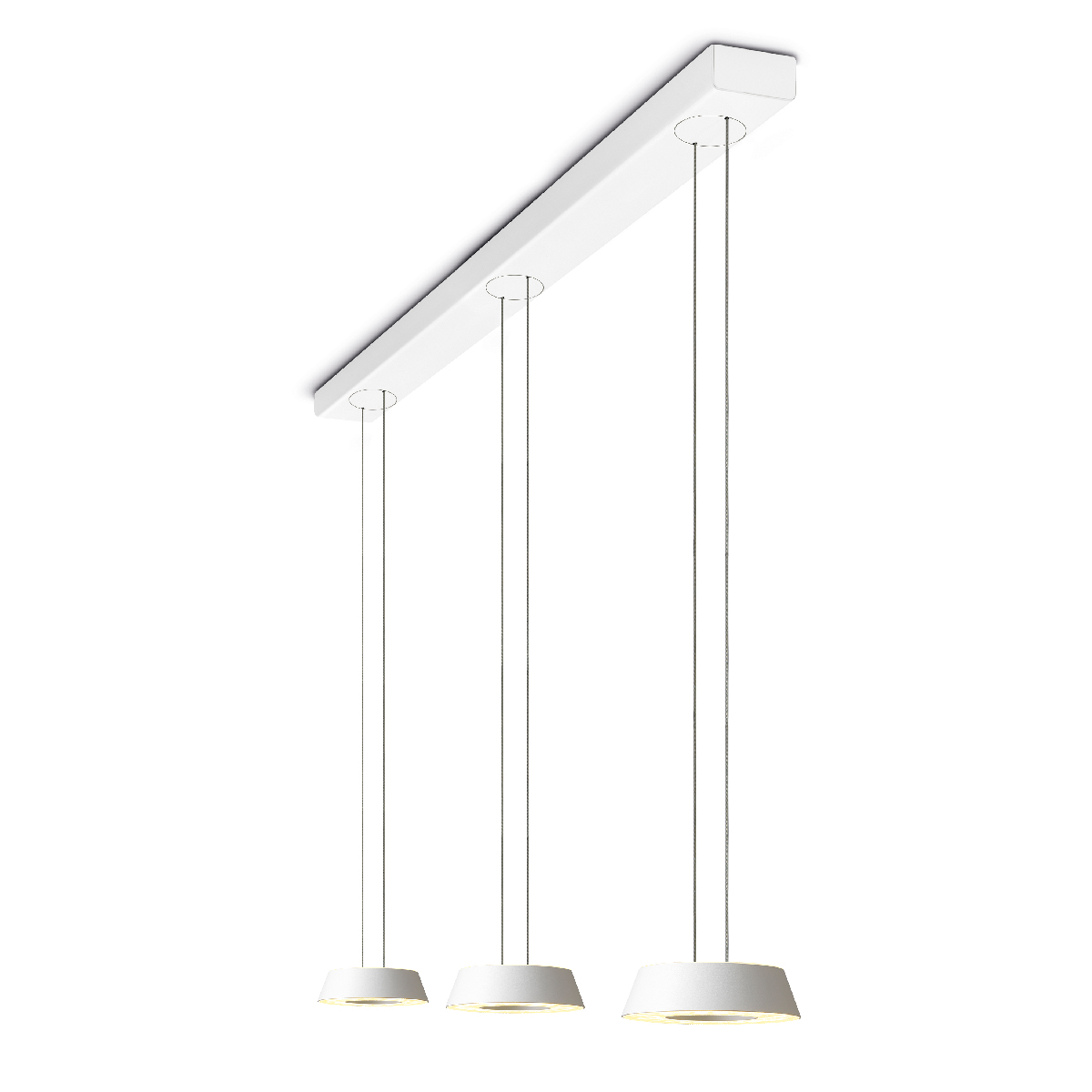 Oligo Glance LED Pendelleuchte, 3-flg., unsichtbare Höhenverstellung, weiß matt