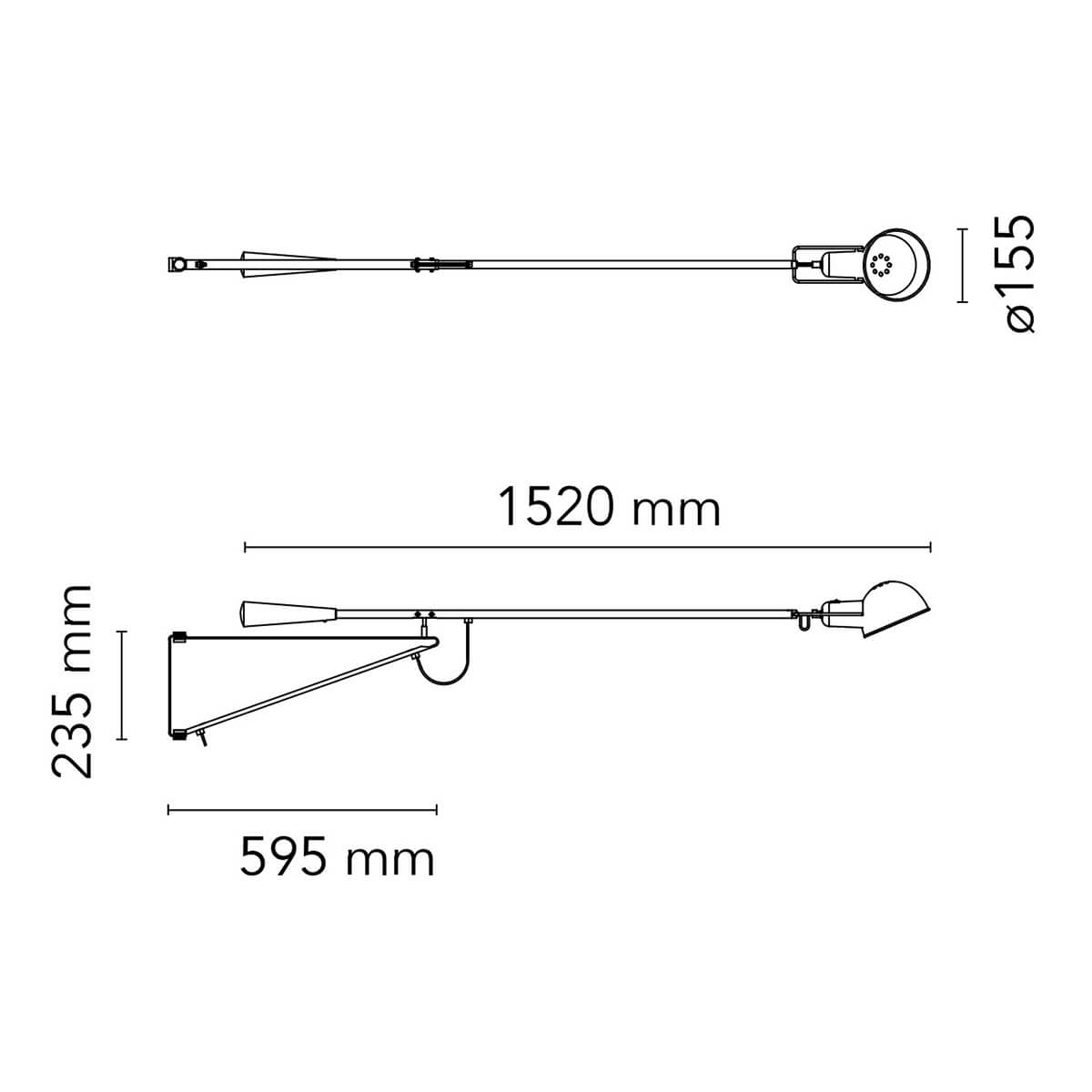 Flos 265 Small Chromatica Wandleuchte, Maßzeichnung