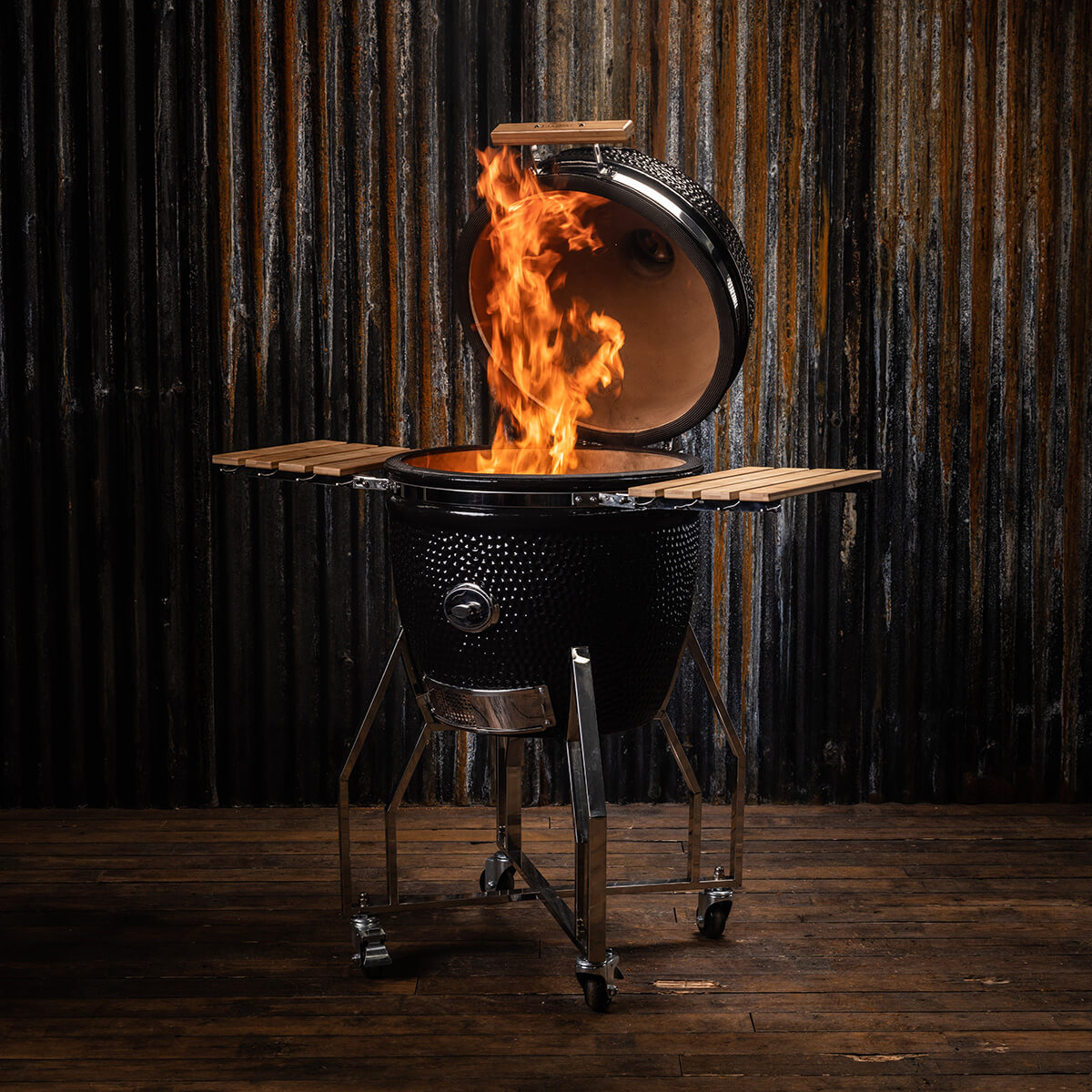 Yakiniku Kamado Grill inkl. Ständer, Seitentischen & Pro Set, 22'' XLarge, 56 cm Grillfläche