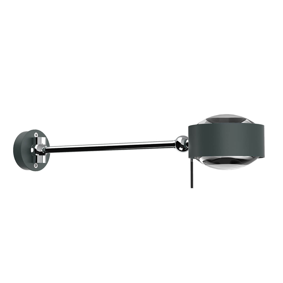 Top Light Puk Maxx Hotel Wandleuchte, 30 cm, Gehäuse, anthrazit matt / Chrom, mit Linse klar / Linse klar (nicht inbegriffen)