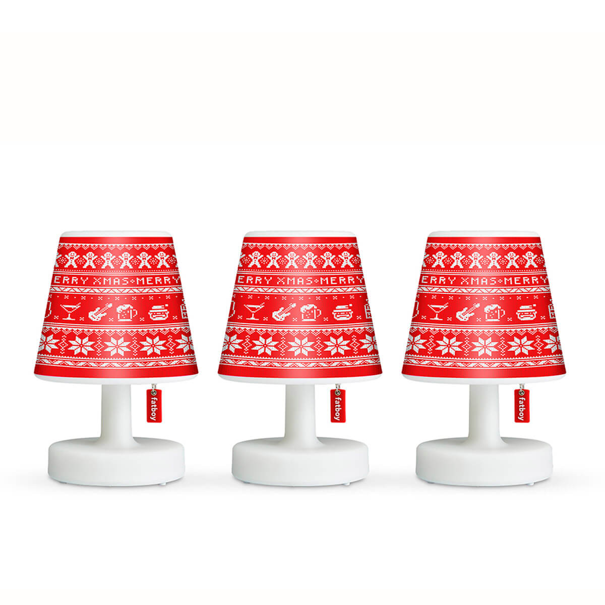 Fatboy Edison the Mini LED Akkuleuchte, 3er-Set, mit X-mas Mini Cappie Set Xmas Sweater, rot Edison the Mini LED Akkuleuchte, 3er-Set, mit X-mas Mini Cappie Set Xmas Sweater