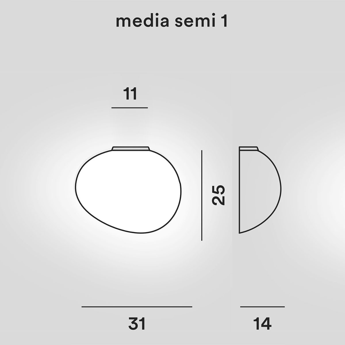 Foscarini Gregg Media Semi 1 Parete, Maßzeichnung