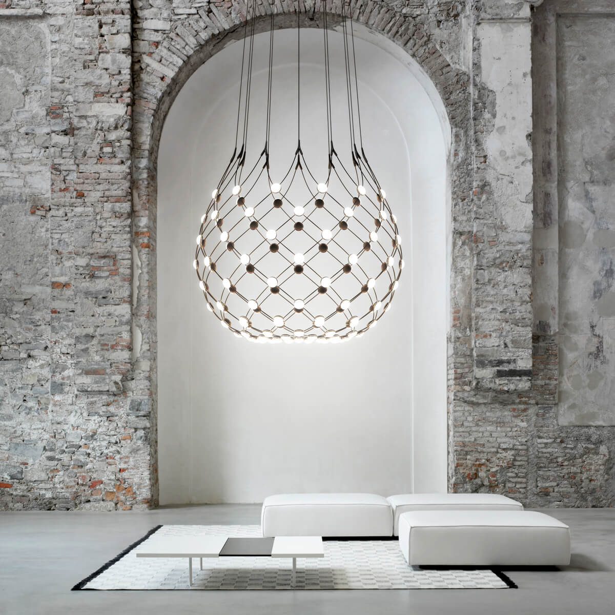 Luceplan Mesh Wireless LED Sospensione, Ø: 100 cm