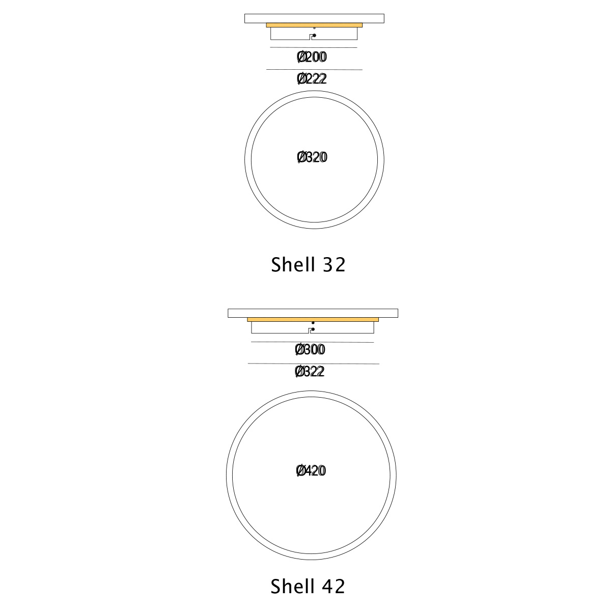 Shell LED Wand- / Deckenleuchte