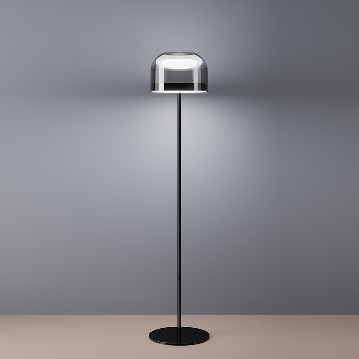 Fontana Arte Equatore LED Stehleuchte, Höhe: 135 cm, Nickel schwarz
