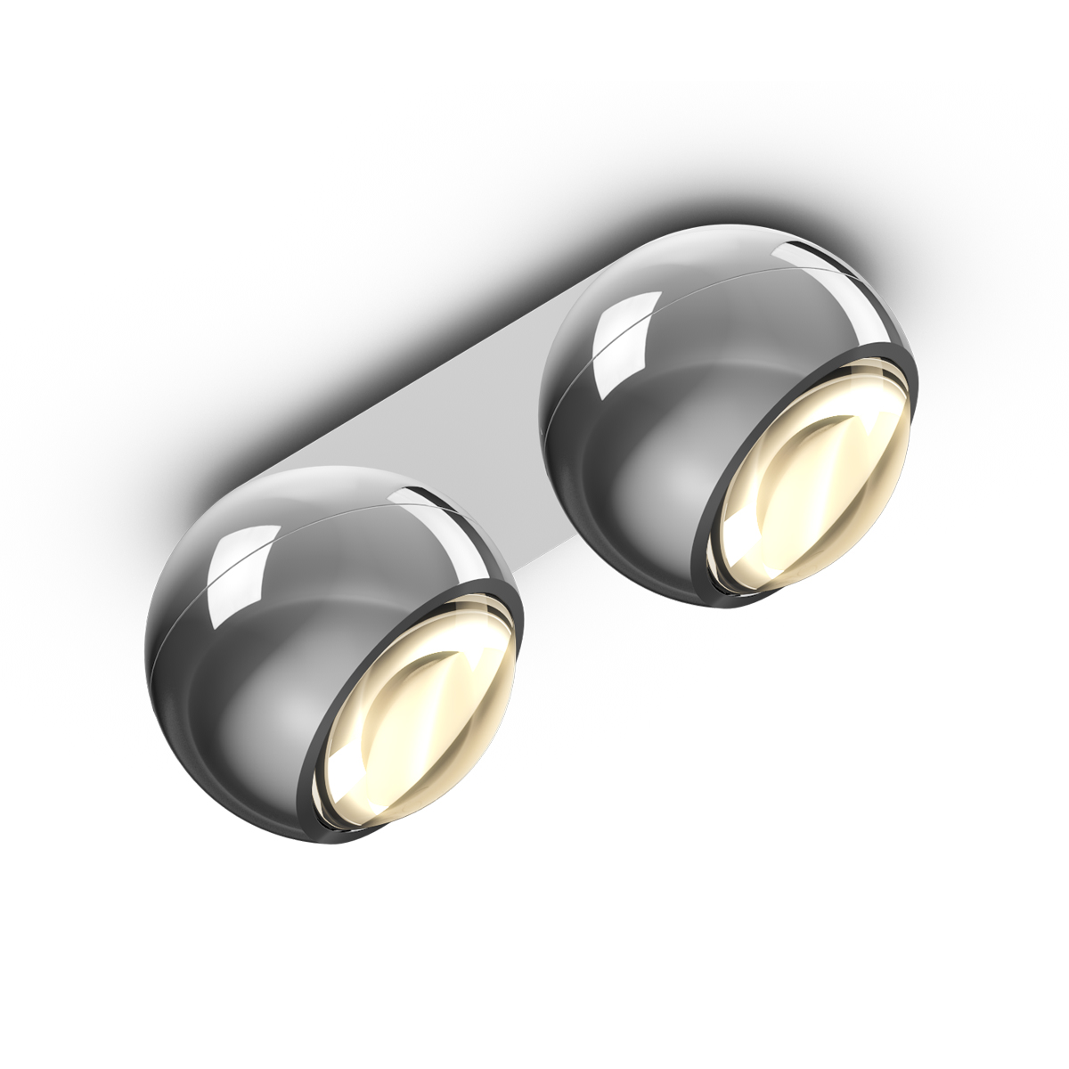 Occhio io giro doppio Volt C LED Deckenstrahler, 2700 K, Chrom / weiß matt