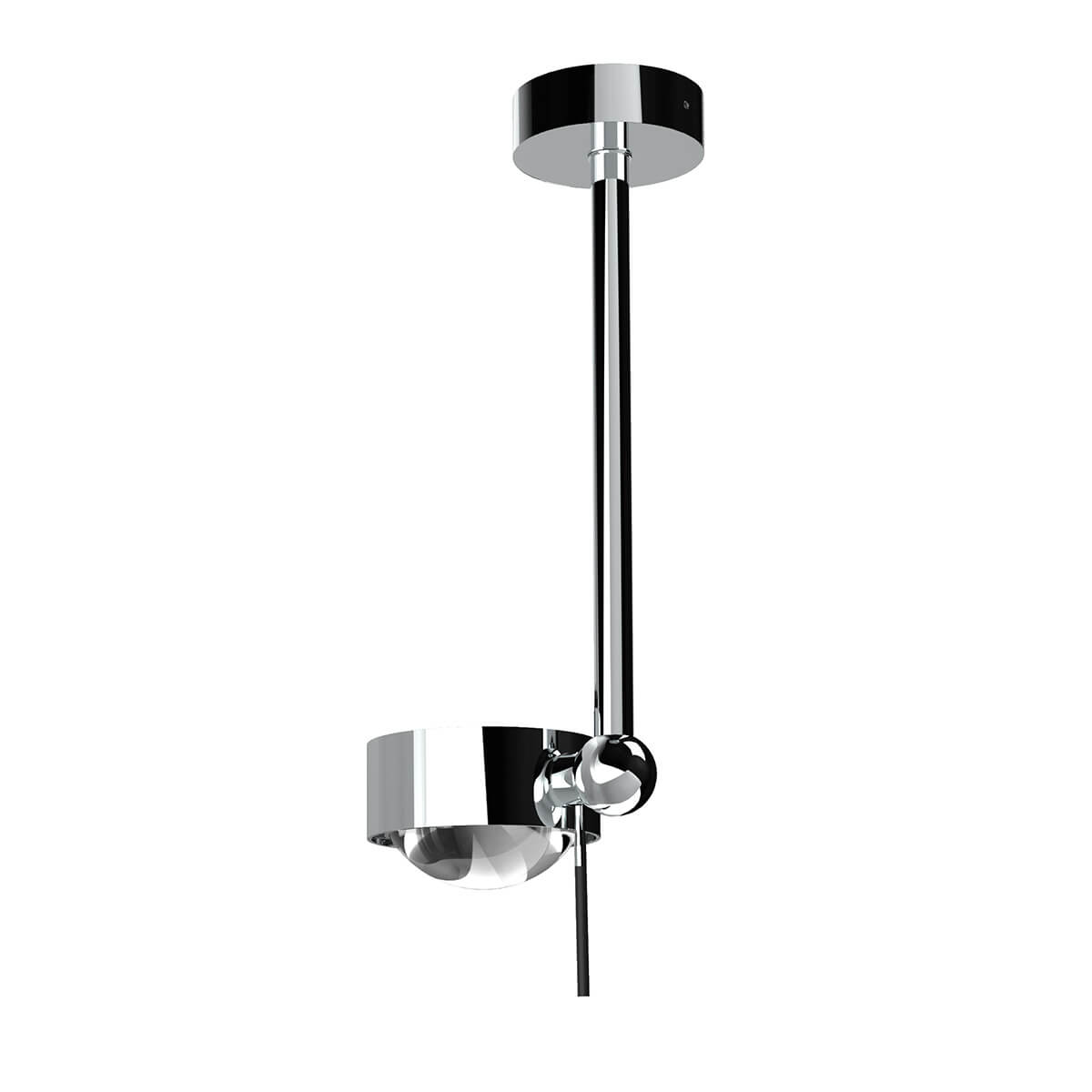 Top Light Puk Mini Side Single Ceiling Deckenleuchte, 20 cm, Gehäuse, Chrom, mit Linse klar / Glas satiniert (nicht inbegriffen)