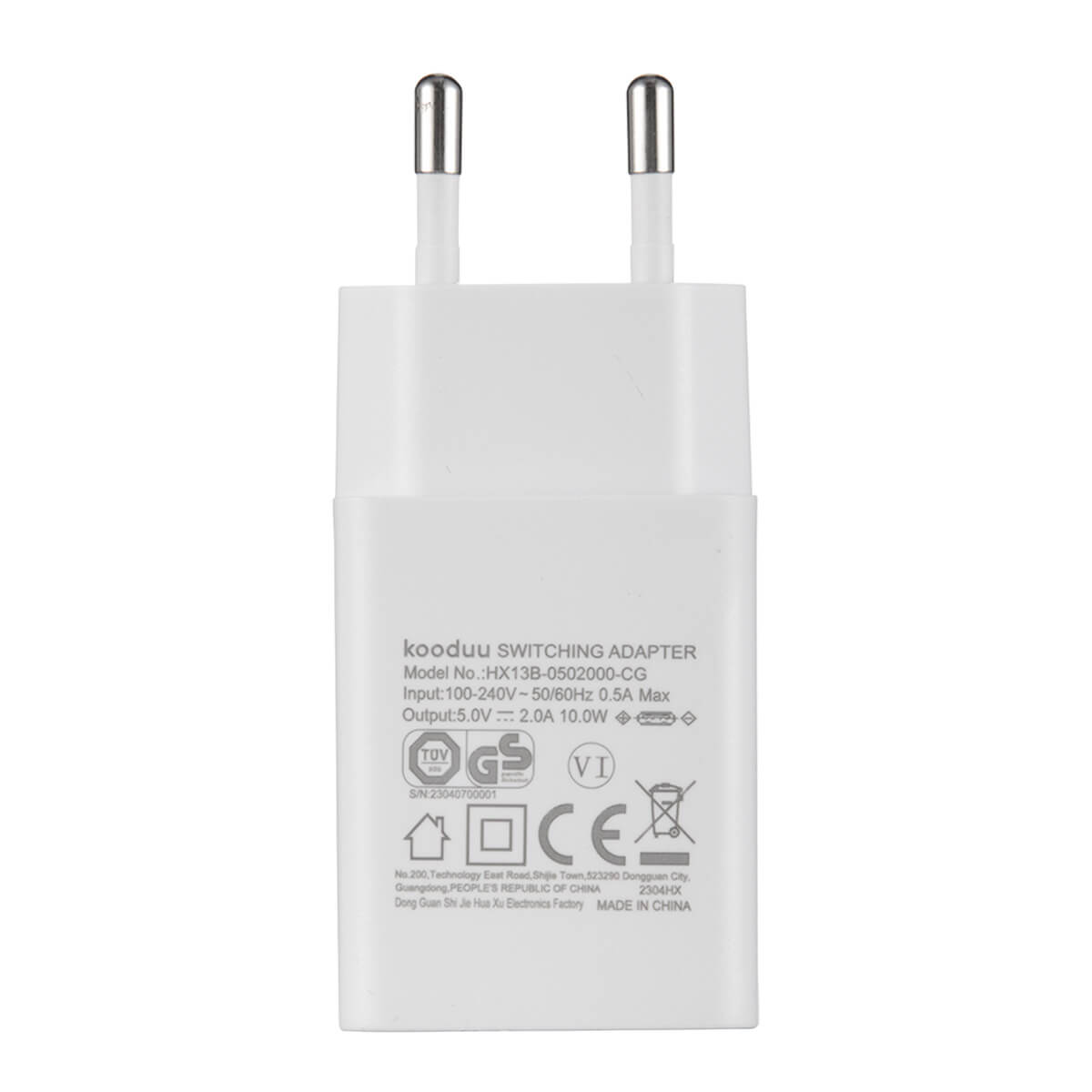 Kooduu USB-A-Adapter 5V 2A, weiß