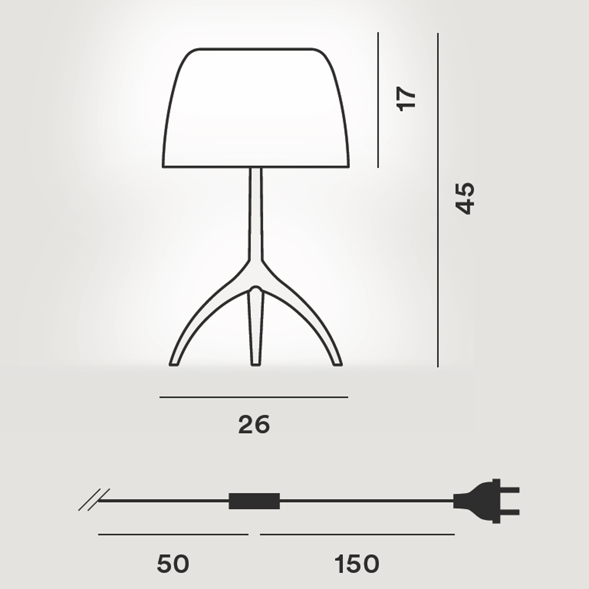 Foscarini Lumiere Grande Tavolo, mit Dimmer, Maßzeichnung
