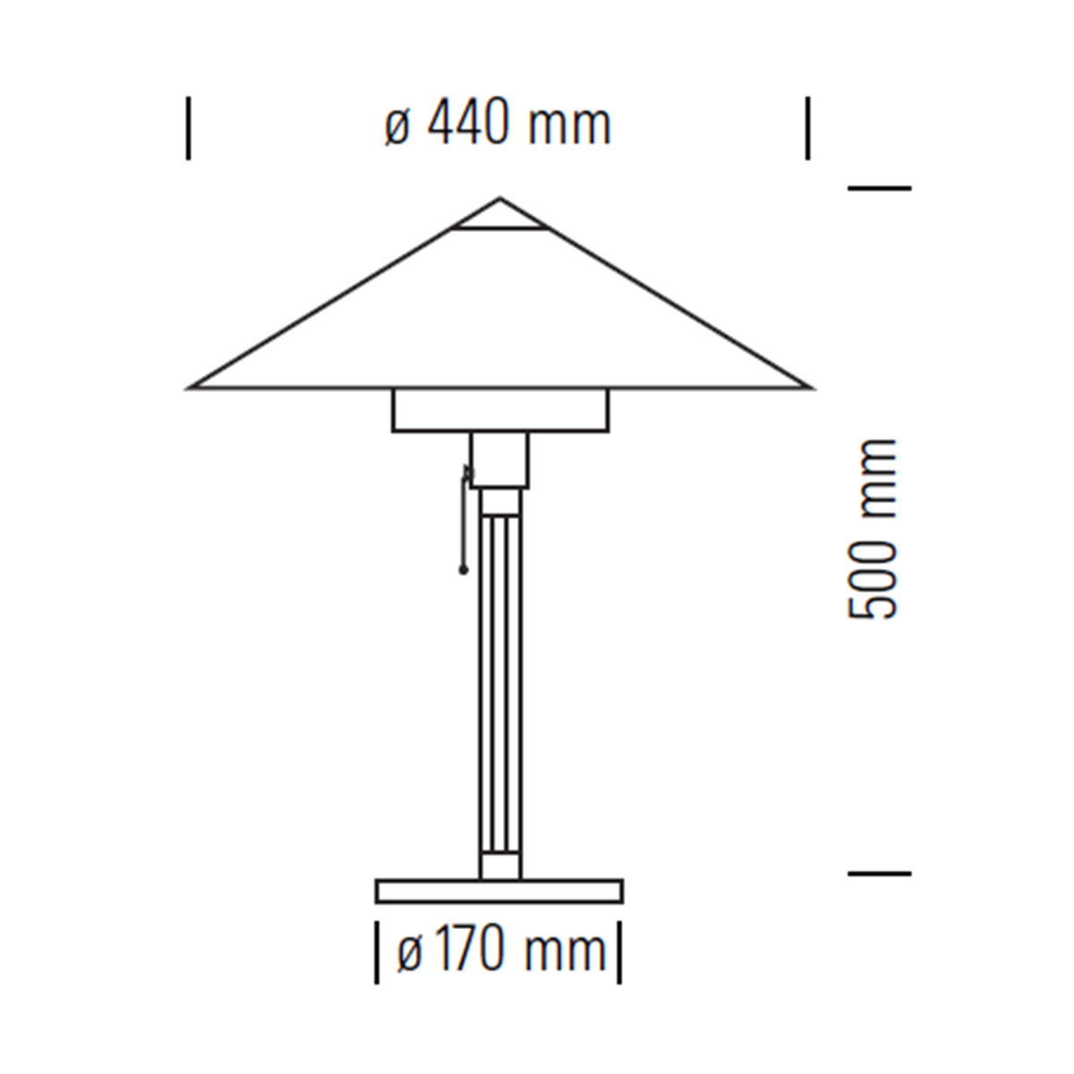 Tecnolumen Wagenfeld WG 27/28 Tischleuchte, Maßzeichnung