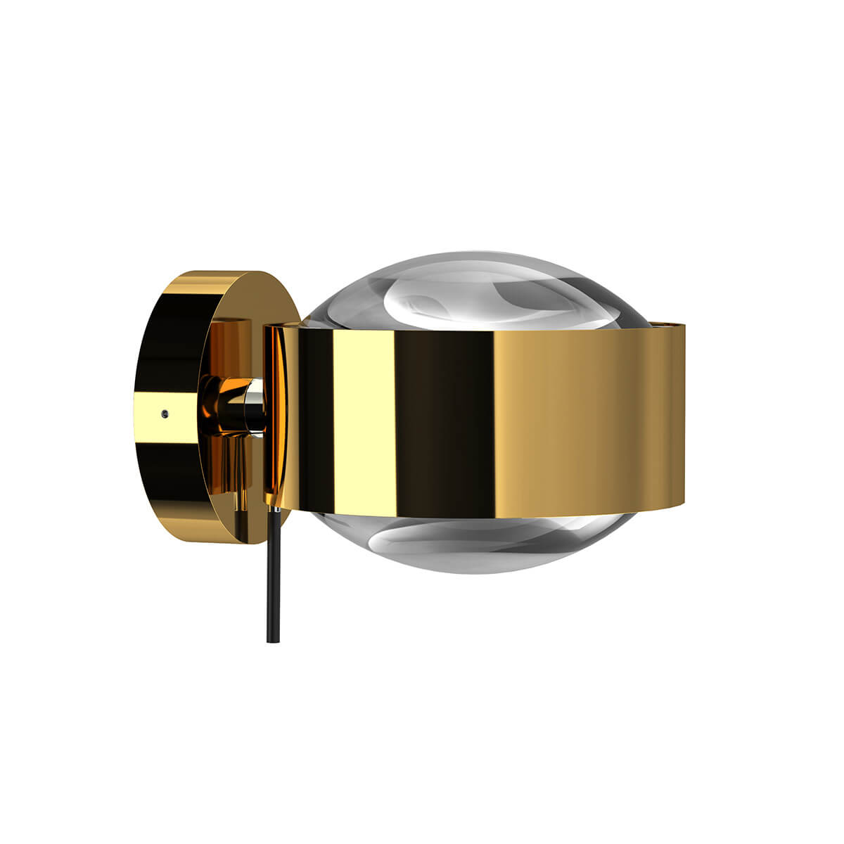 Top Light Puk Maxx Wall + Wandleuchte, Gehäuse, 24 Karat vergoldet / Chrom, mit Linse klar / Linse klar (nicht inbegriffen)
