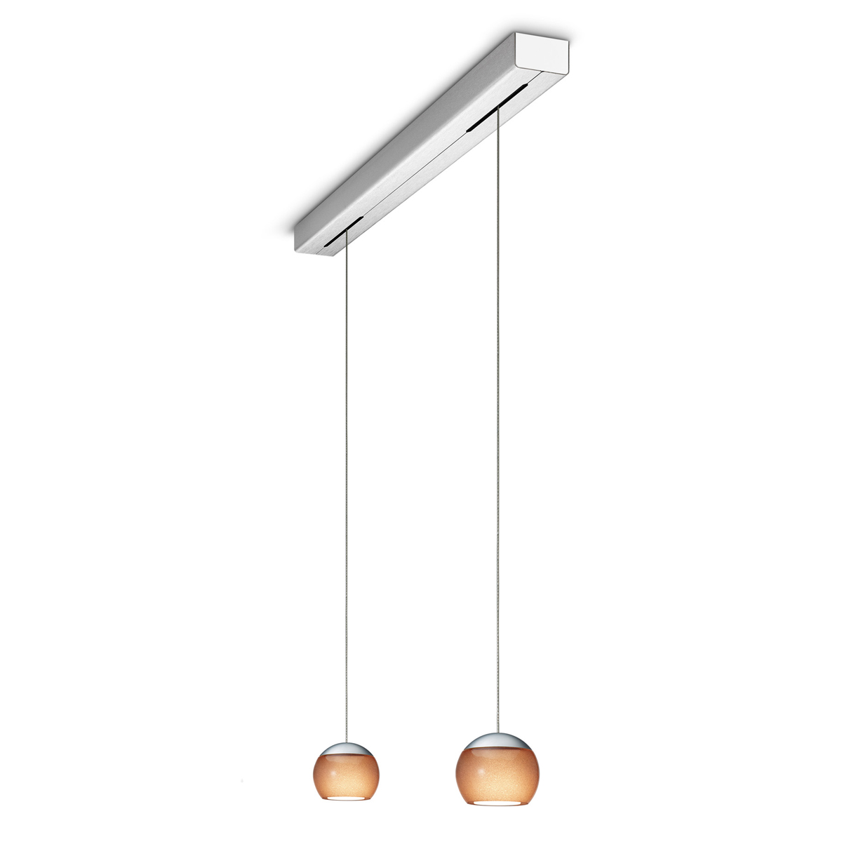 Oligo Balino LED Pendelleuchte, 2-flg., Chrom matt / braun glänzend