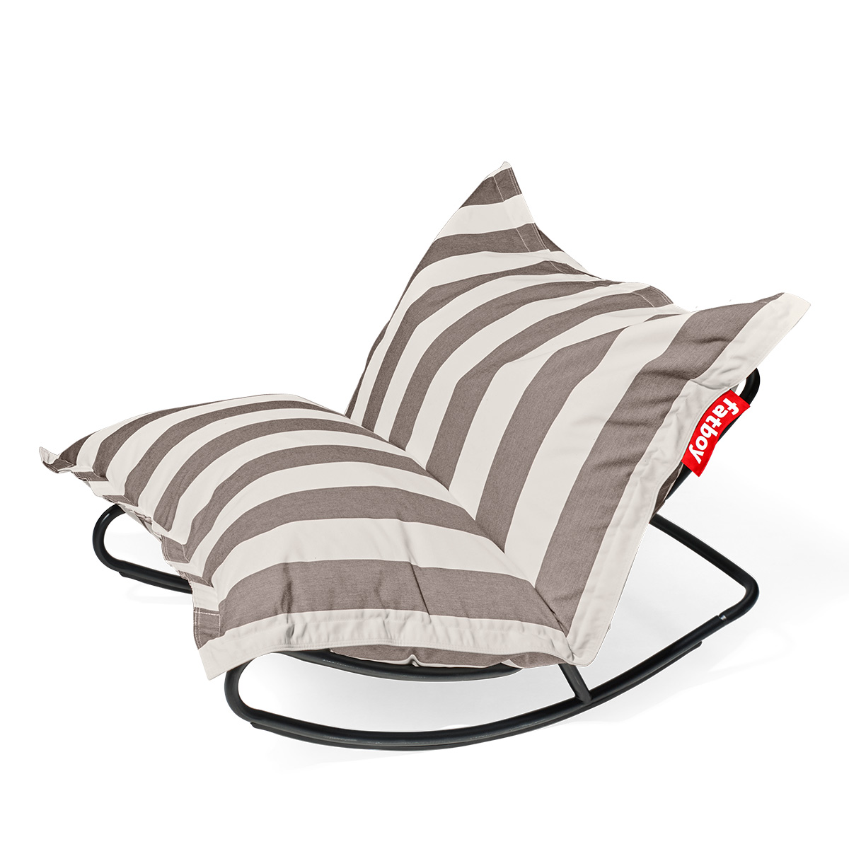 Fatboy Original Outdoor Sitzsack, Stripe Cacao (braun-weiß), mit Rock 'n Roll Schaukelstuhl (als Zubehör erhältlich)