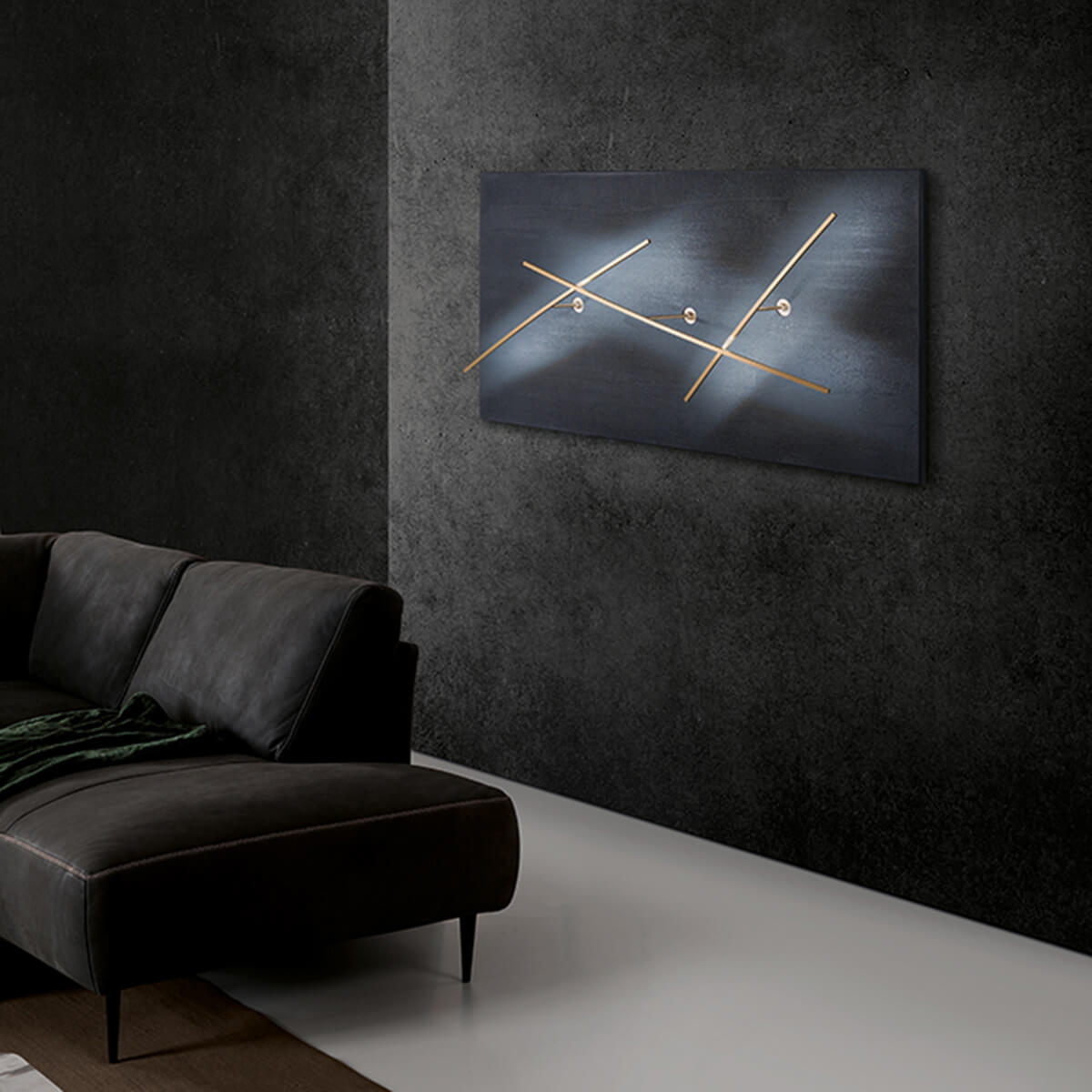 Icone Albatros LED Wandleuchte, Schiefer schwarz / Messing satiniert