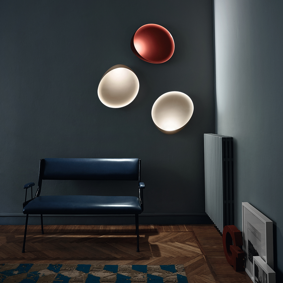 Foscarini Lake LED Parete, avorio (elfenbein) und rosso (rot)