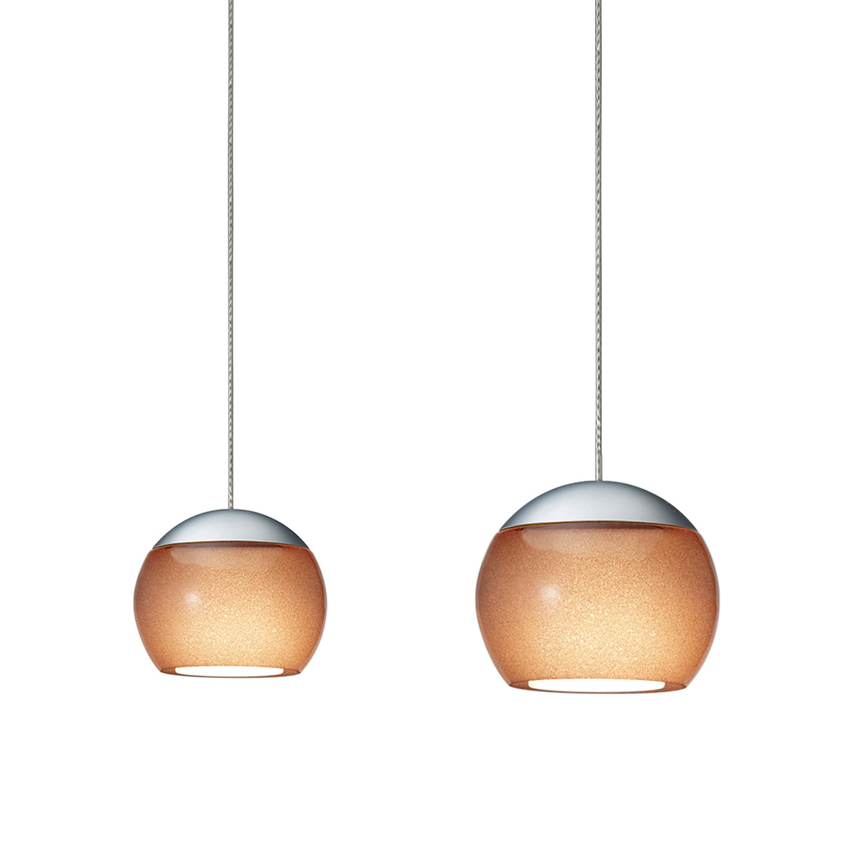 Oligo Balino LED Pendelleuchte, 2-flg., unsichtbare Höhenverstellung, Baldachin: weiß matt, Chrom matt / braun glänzend