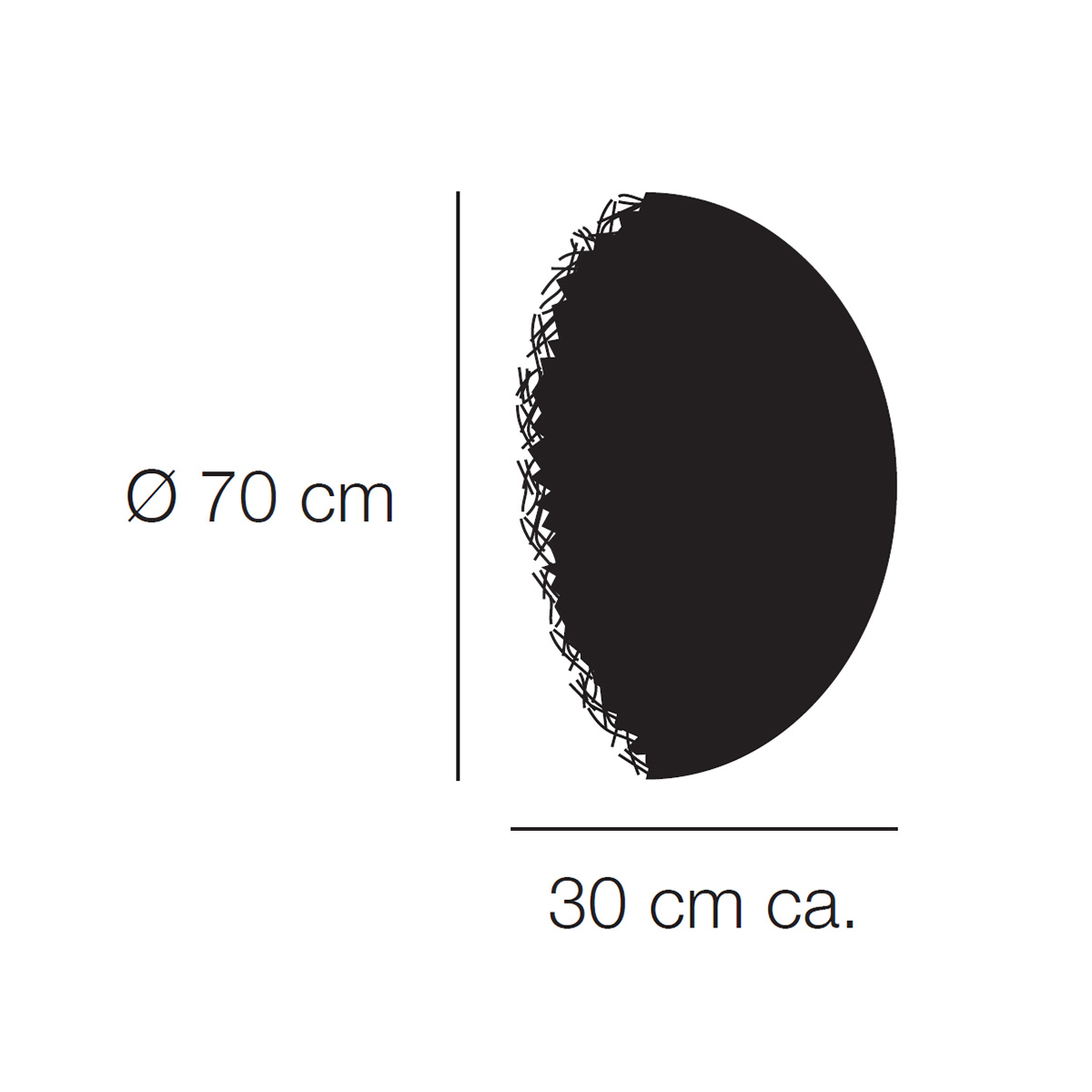 Catellani & Smith PostKrisi CW 70 LED Wandleuchte, Maßzeichnung