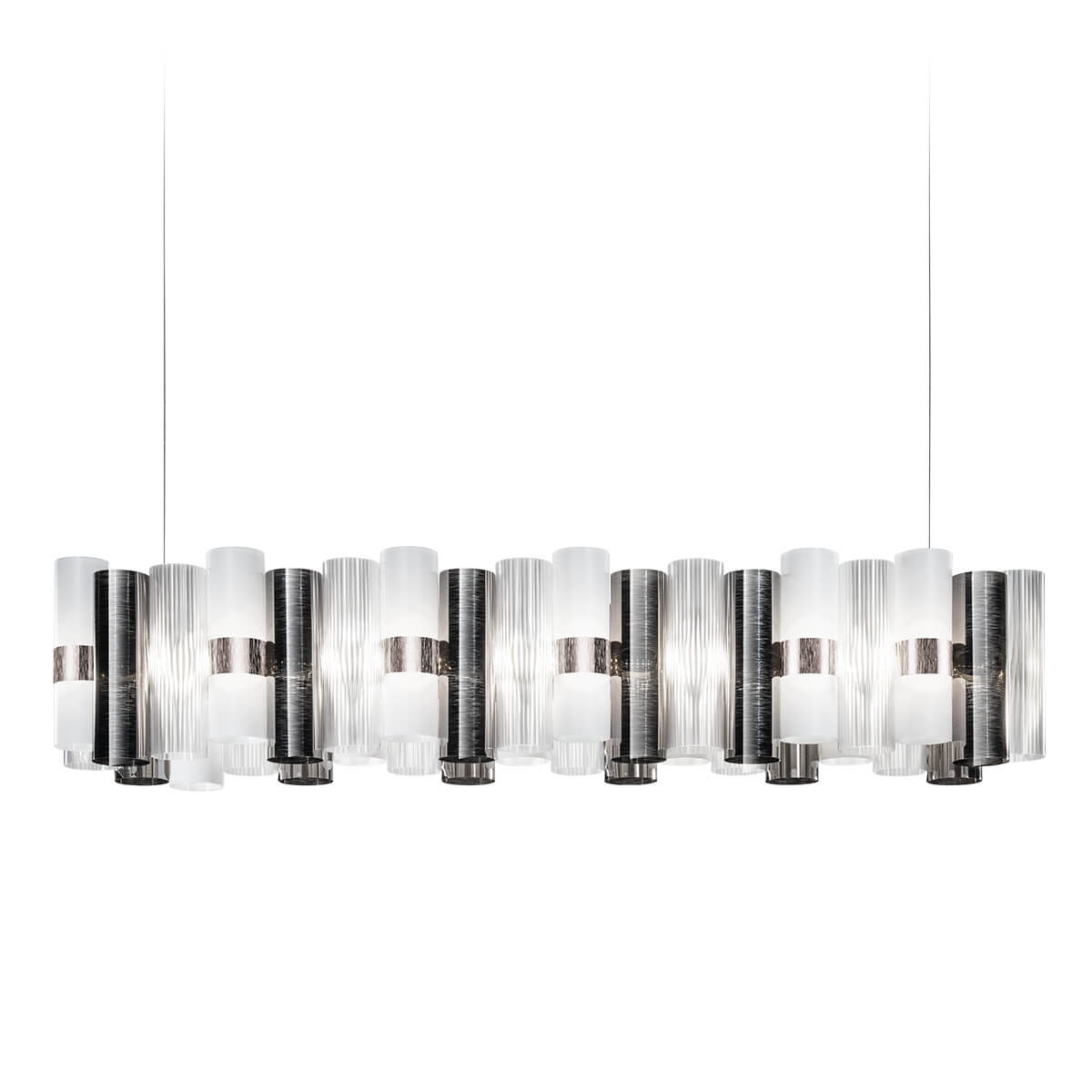 Slamp La Lollo LED Suspension Linear 140, pewter (Zinn/weiß)
