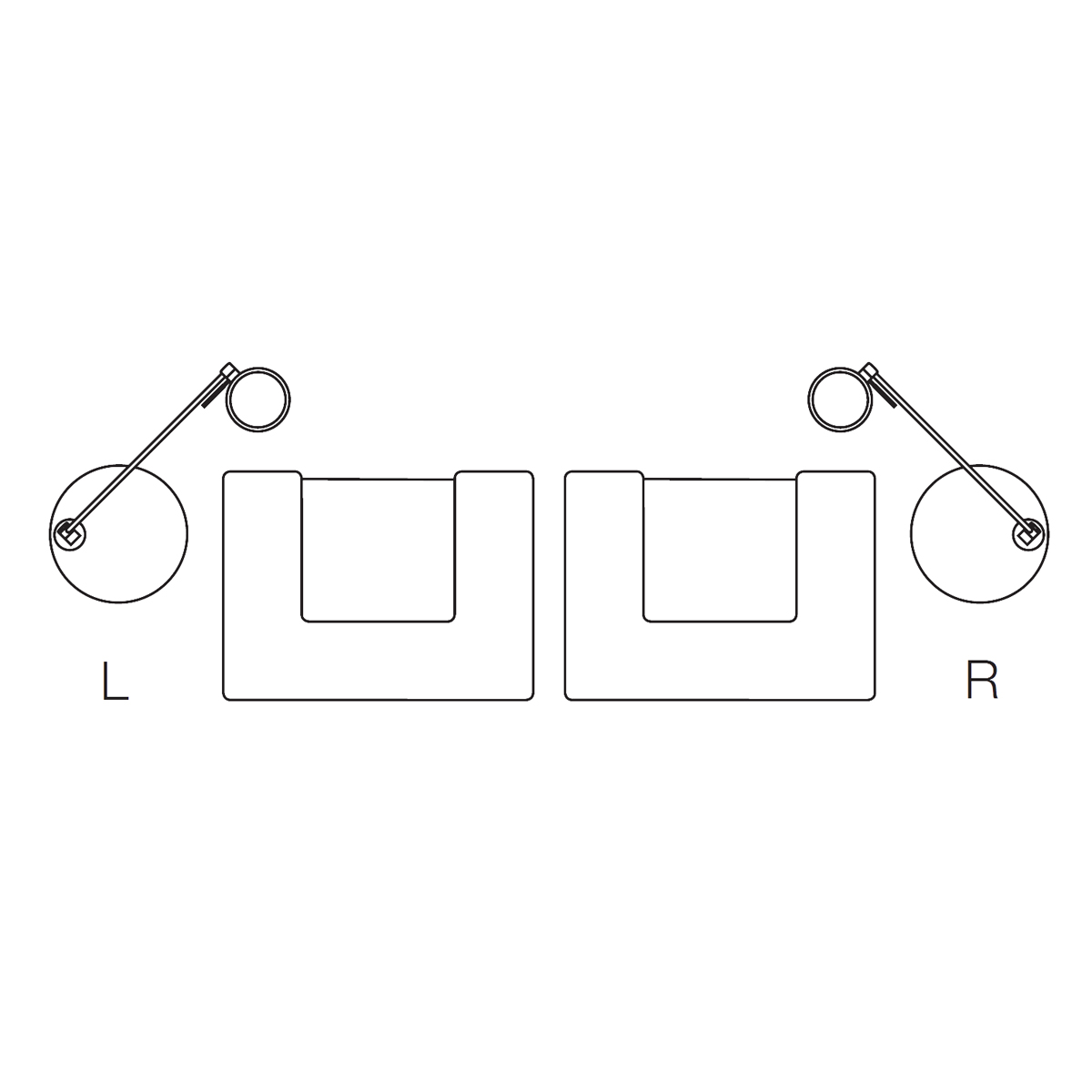 Occhio Sento C lettura LED Leseleuchte, 125 cm, Platzierung der Leuchte links vom Objekt (Ausrichtung: links) und rechts vom Objekt (Ausrichtung: rechts)