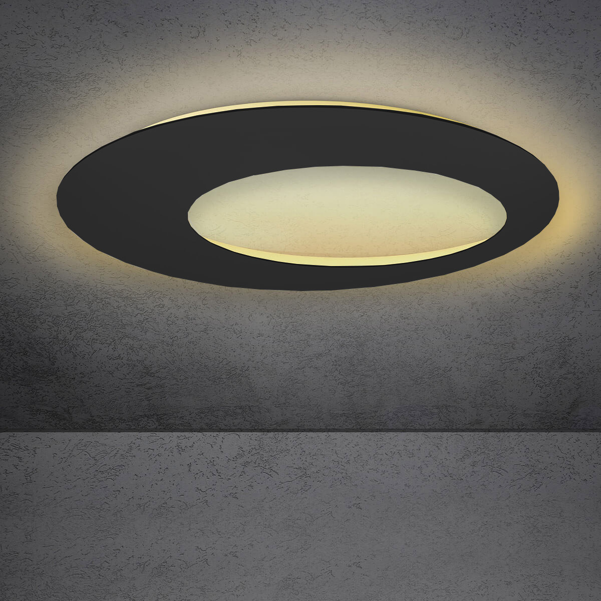 Escale Blade Open LED Wand- / Deckenleuchte, Ø: 95 cm, schwarz matt