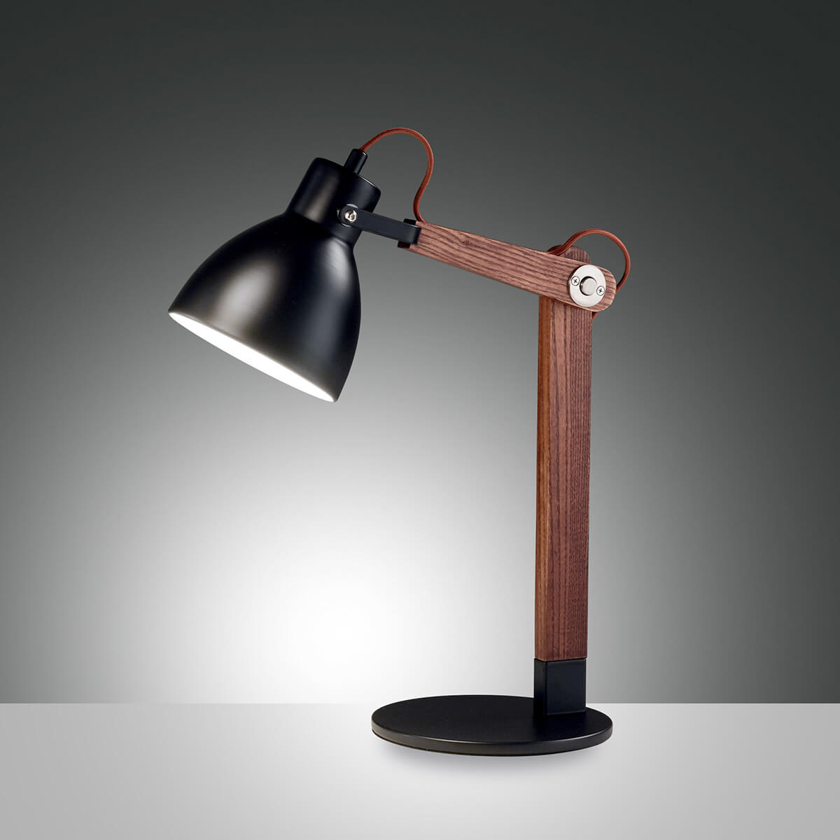Fabas Luce Sveva Tischleuchte, schwarz / walnussfarben