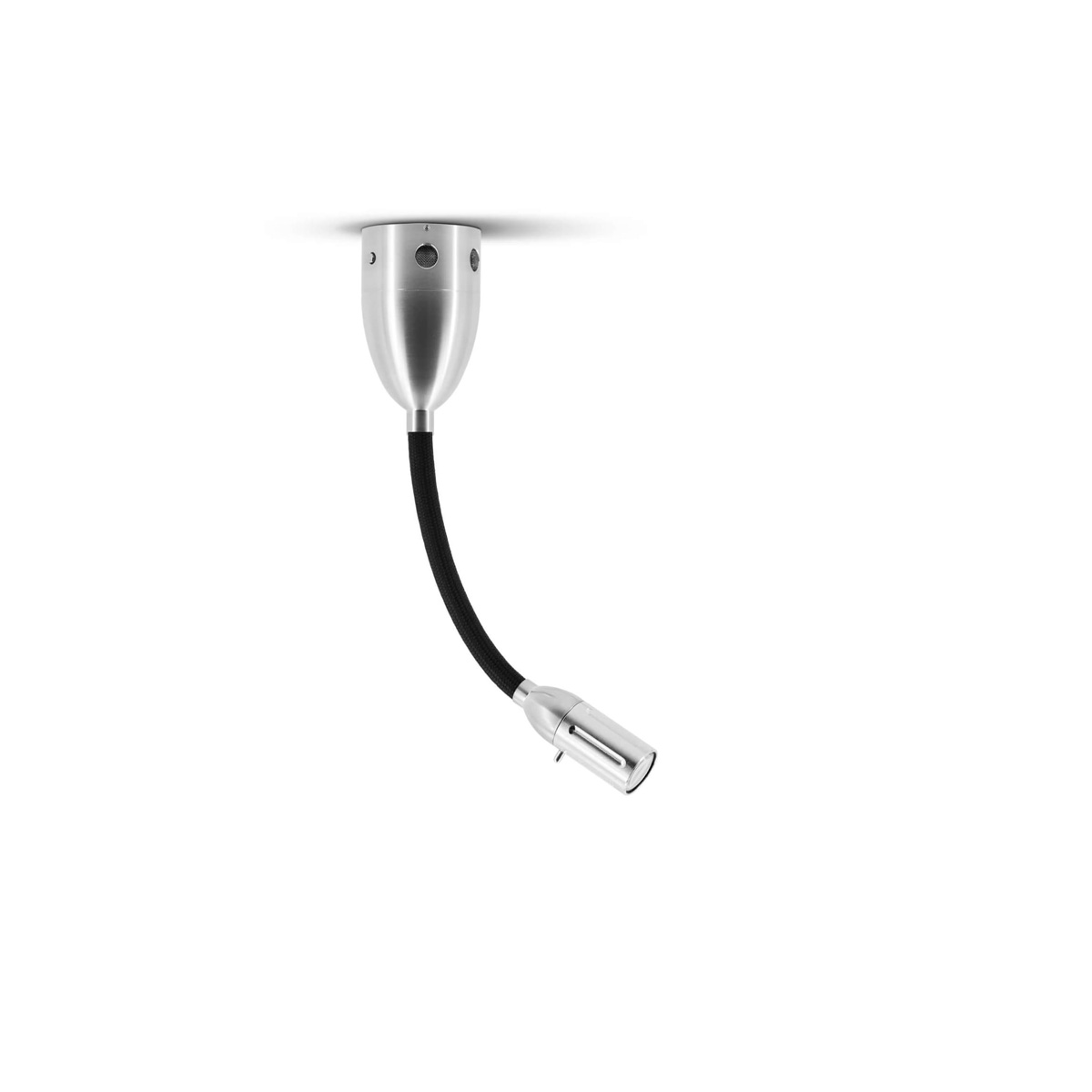Less'n'more Zeus LED Wand- / Deckenleuchte, Flexwelle: kurz, Textil: schwarz