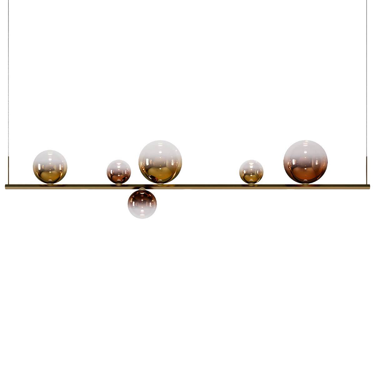 Lodes Random Stick LED Pendelleuchte, 6-flg., 2700 K, Gold / Bronze und Roségold glänzend