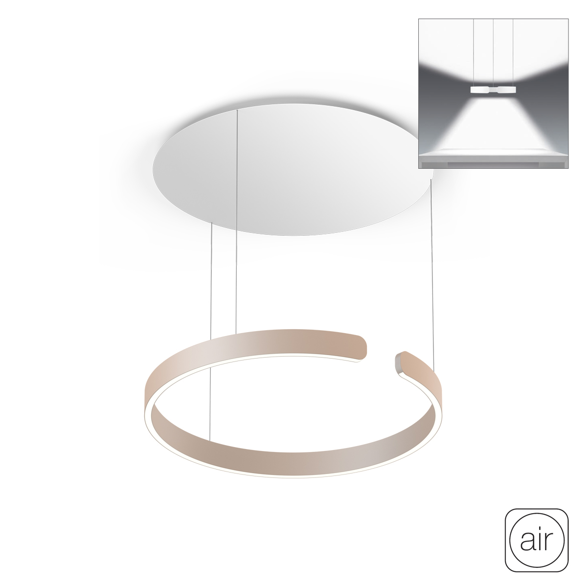 Occhio Mito sospeso 60 var up "air" wide LED Pendelleuchte, variabel, gold matt