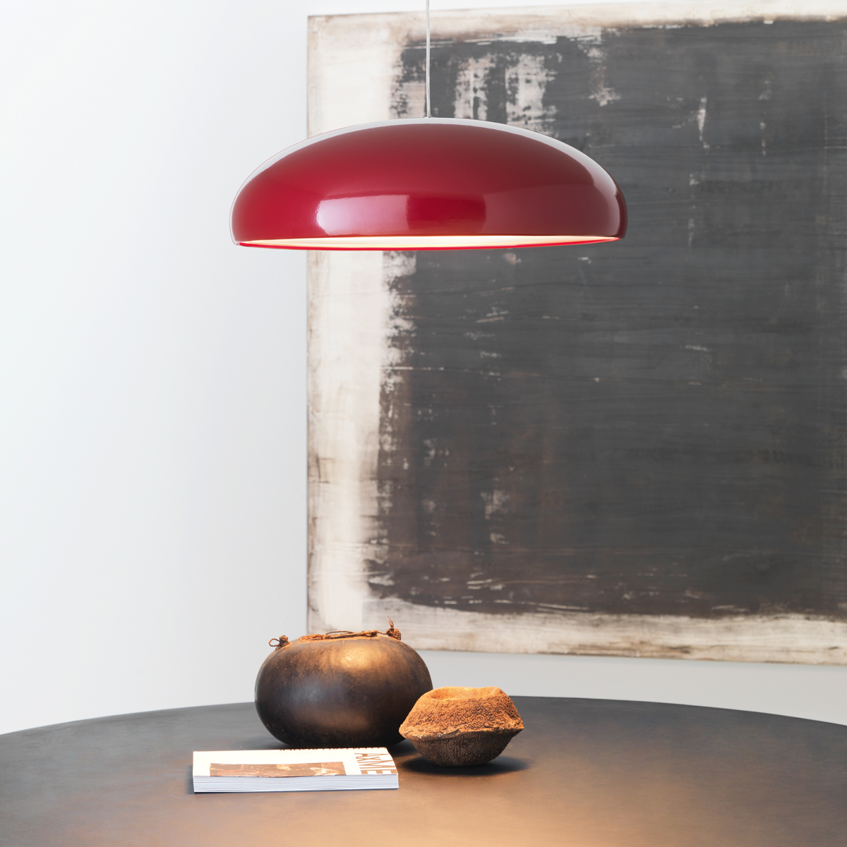 Fontana Arte Pangen Pendelleuchte, rot glänzend